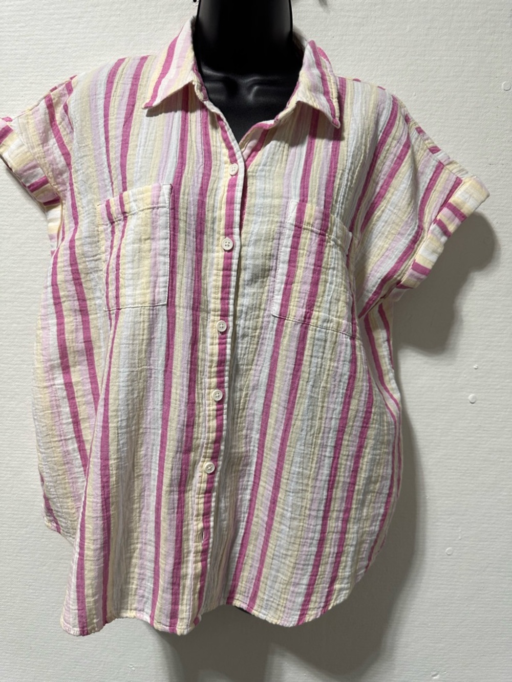 Wonderly Pink and Cream Striped Button-Down Shirt